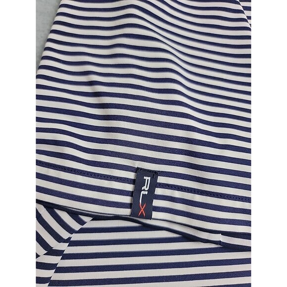 Ralph Lauren RLX Polo Shirt Mens XL Blue White Stripe Performance Golf Stretch - Picture 6 of 11